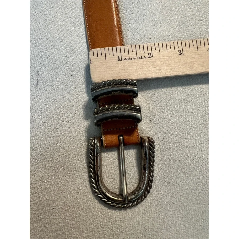 Brighton Vintage 1993 Brown Leather Western Belt Silver Buckle Mens Large